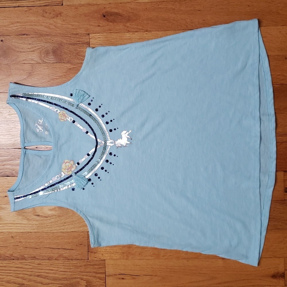 💗Justice Girl's Tank Top size 12 Embellished EUC!